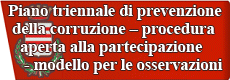 Piano triennale di prevenzione della corruzione  procedura aperta alla partecipazione  modello per le osservazioni